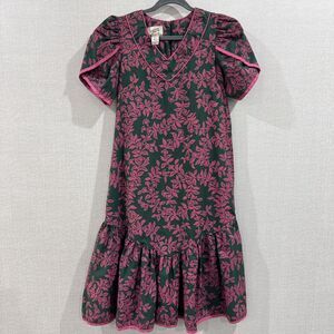 Vintage SHANNON MARIE Med Floral Hawaiian Pink Green Dress Zipper One Pocket